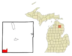 Location in Montmorency County and the state of Michigan