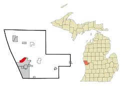Location in Muskegon County and the state of Michigan