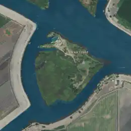 Aerial image of an island.