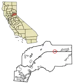 Location of Kingvale in Nevada County and Placer County, California.
