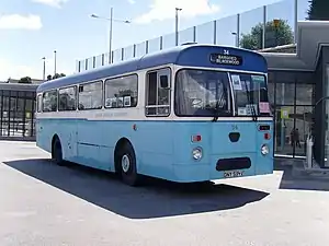 A classic bus in service at the rebuilt Blackwood Bus Station