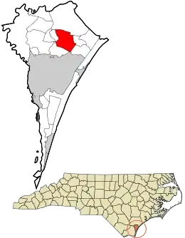 Location in New Hanover County and the state of North Carolina.