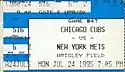 A ticket for the Mets' game on July 24, 1995 against the Cubs at Wrigley Field.