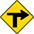 (W11-3/PW-10) Controlled T-junction (priority turns right)