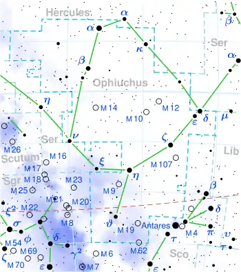 36 Ophiuchi is located in the constellation Ophiuchus