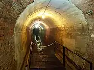 A section of aqueduct inside a viaduct with hydraulic cement lining