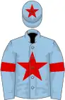 Light blue, red star, armlets and star on cap