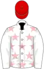 White, pink stars on body, red cap
