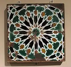 Cuenca tile with traditional geometric motif, at the Metropolitan Museum of Art, from 16th-century Spain