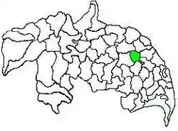 Mandal map of Guntur district showing Pedakakani mandal (in green)