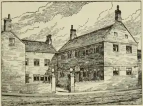 Penistone Grammar School at Kirk Flatt, from Dransfield's History of Penistone. Datestone: 1714.