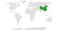 Map indicating locations of People's Republic of China and Norway