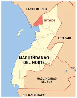 Map of Maguindanao del Norte with Matanog highlighted