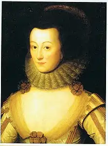 Portrait of Bridget White, Lady Kingsmill (died 1670) by William Larkin. Buried Kingsclere. (Oil on panel, 23 x 17 inches).