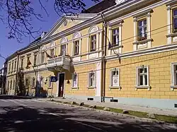 Trei Scaune County prefecture building during the interwar period, currently Covasna County library in Sfântu Gheorghe.