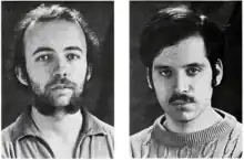 Steve Gore (left) and Steve Kretzmer (right) on the back cover of the 1984 'Ridin On A Bummer' LP