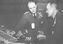 CINCSAC General Joseph J. Nazzaro with Commander of North American Aerospace Defense Command (NORAD) General Raymond J. Reeves during a visit to NORAD Headquarters at Peterson Air Force Base, Colorado 1967.