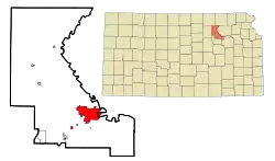 Location within Riley County and Kansas