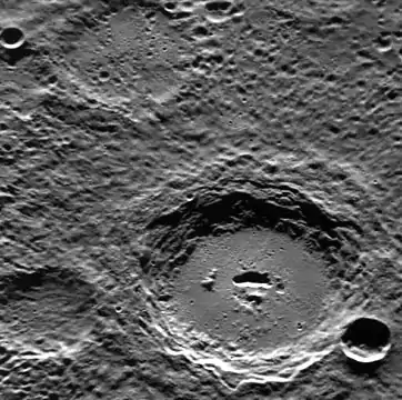 Oblique view of Rilke clearly showing the irregular depression near center