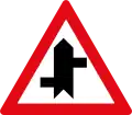 Staggered side-road junctions ahead