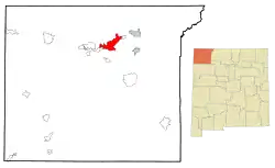 Location of Farmington in New Mexico