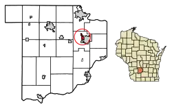 Location of West Baraboo in Sauk County, Wisconsin.