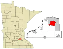 Location of the city of Prior Lakewithin Scott County, Minnesota