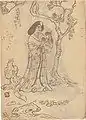 Lady under a Tree from Fujishima Takeji's sketchbooks