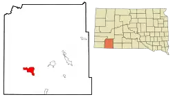 Location in Oglala Lakota County and the state of South Dakota