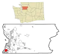 Location of Lynnwood in Snohomish County