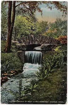 Stone Bridge (1916) in West Lawn Cemetery in Canton, Stark County