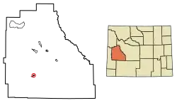 Location of Marbleton in Sublette County, Wyoming.