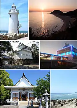 Upper: Iragomisaki Lighthouse, Cape IragomiMiddle: Tahara Castle, Mt Zao LookoutLower:Kazan Jinja, Akahane Beach
