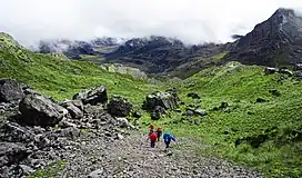 Grasslands and mountain range
