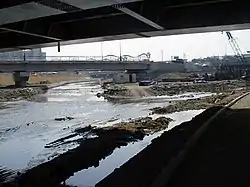 The Pungdeokcheon joins the Tancheon from the south-west (right of photo) in Jukjeon, Yongin