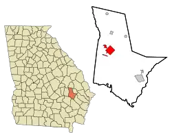 Location in Tattnall County and the state of Georgia