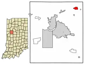 Location of Americus in Tippecanoe County, Indiana.