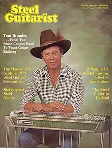Tom Brumley on cover of Steel Guitarist magazine, January, 1980