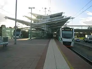 Stirling station platform and shelter