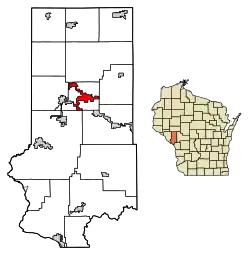 Location of Whitehall in Trempealeau County, Wisconsin.