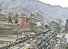 Trucks crossing into Pakistan's Khyber Pakhtunkhwa at Torkham in 2011