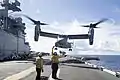 An MV-22 Osprey takes off from Tripoli in 2022