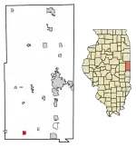 Location of Sidell in Vermilion County, Illinois.