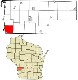 Location in Vernon County and the state of Wisconsin.