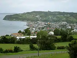 Panoramic view of Achao from Alto La Paloma lookout in 2011.