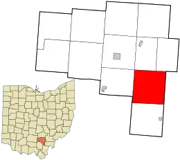Location in Vinton County and the state of Ohio.