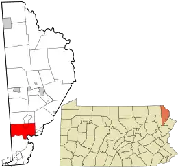 Location in Wayne County and the state of Pennsylvania.