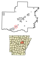 Location of McRae in White County, Arkansas.