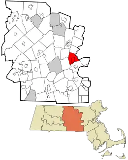 Location in Worcester County and the state of Massachusetts.
