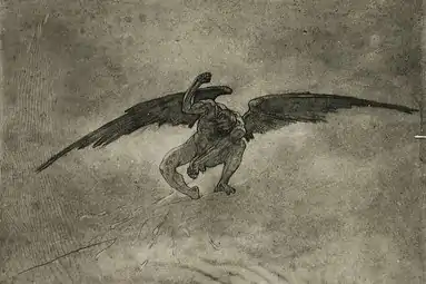 Satan Creating the Monsters from Les Sataniques (no date) soft-ground etching (13.1 x 19.6 cm) Los Angeles County Museum of Art